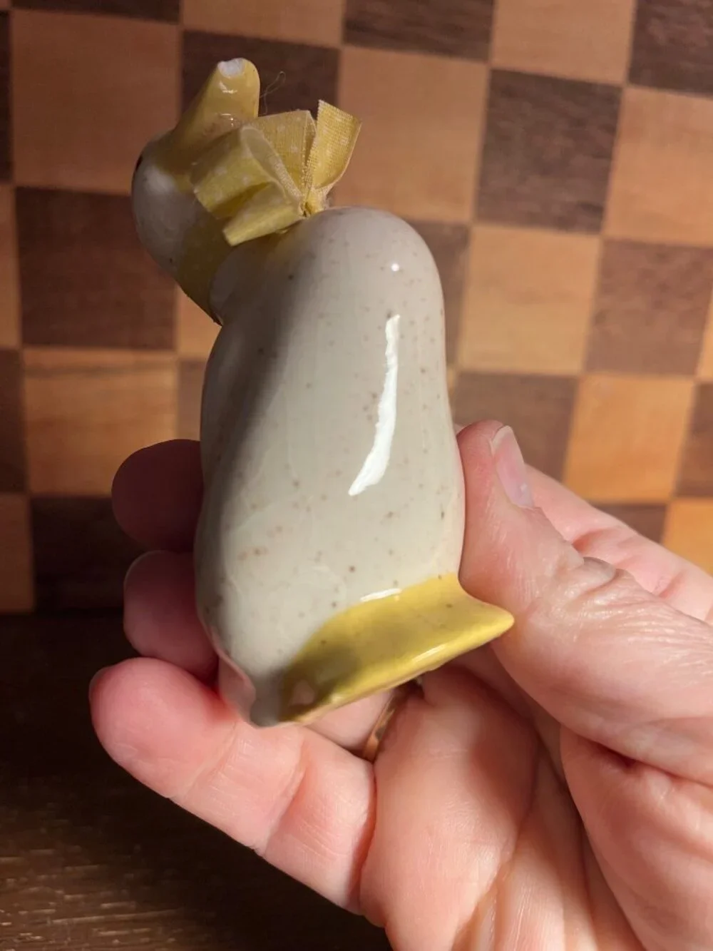 Ceramic Duck with Bow, A1171, Chip on Beak, Base